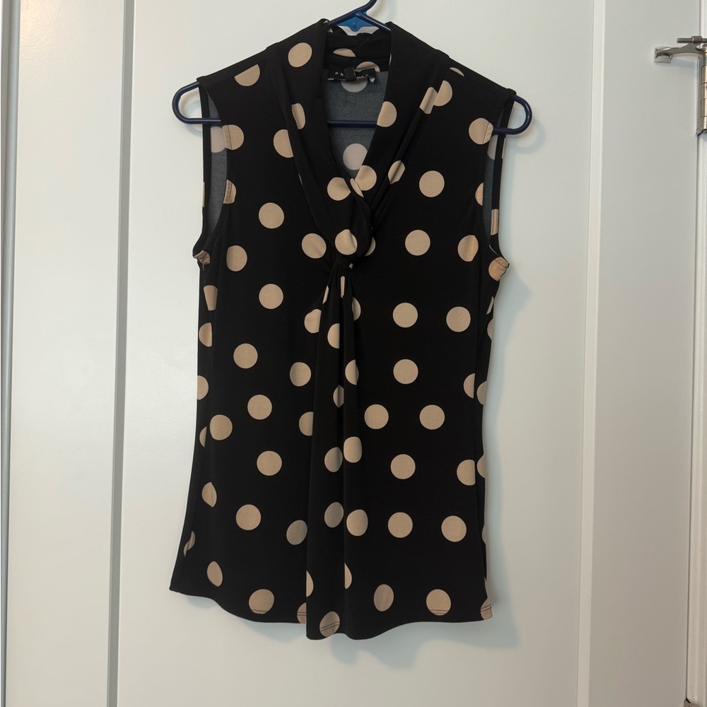 Polka Dot Sleeveless Top - Black and Cream